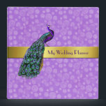 Wedding Planner With Peacock Custom Binder<br><div class="desc">Lovely custom binder done in a lavender swirl damask. Graphics of a gold tone band runs across the middle of the binder, with a lovely vintage illustration of a peacock decorating the band. Text in purple is customizable to read what you want. Great for organizing all your wedding ideas. Inserts...</div>