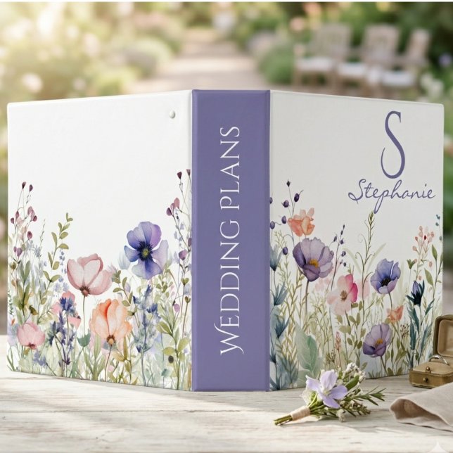 Wedding Planning Purple Wildflower Meadow Binder (A floral wedding planning binder for a friend.)