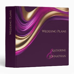 Wedding Plans-Abstract Purple Fuchsia and Gold Binder
