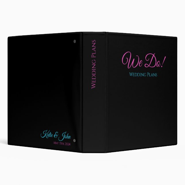Wedding Plans-Blue and Pink-  Binder (Background)
