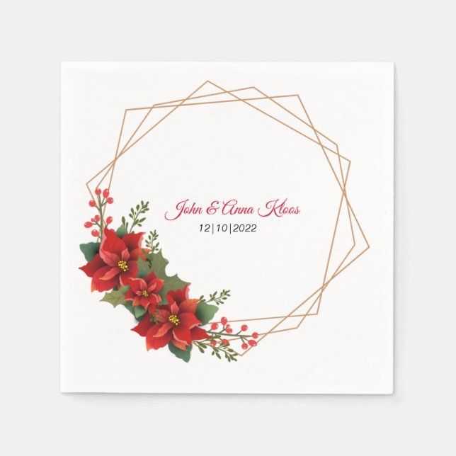 Wedding Poinsettia   Napkins (Front)