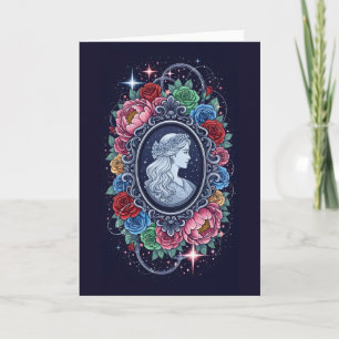 Wedding portrait floral patterns and interwoven card