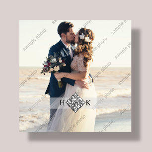 Wedding Portrait   Monogram QR Code Plaque