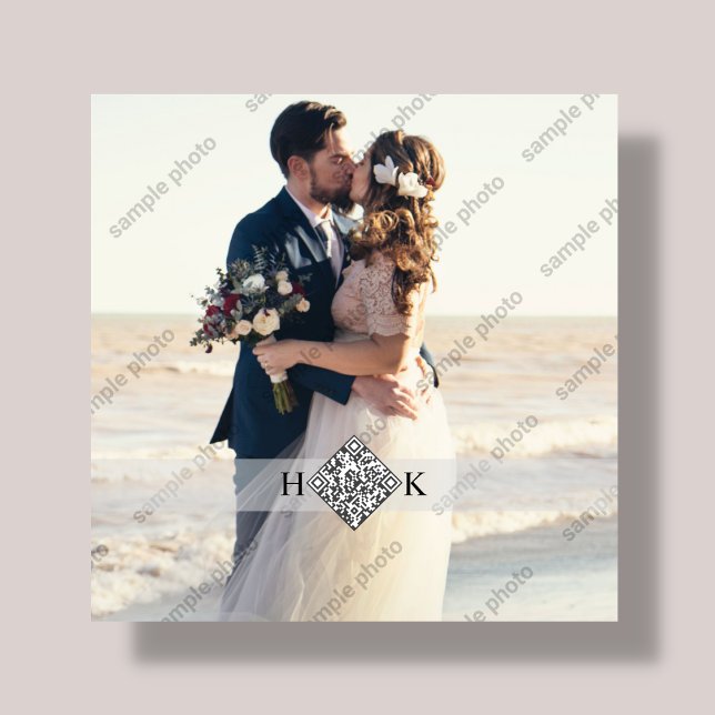 Wedding Portrait | Monogram QR Code Plaque (Creator Uploaded)