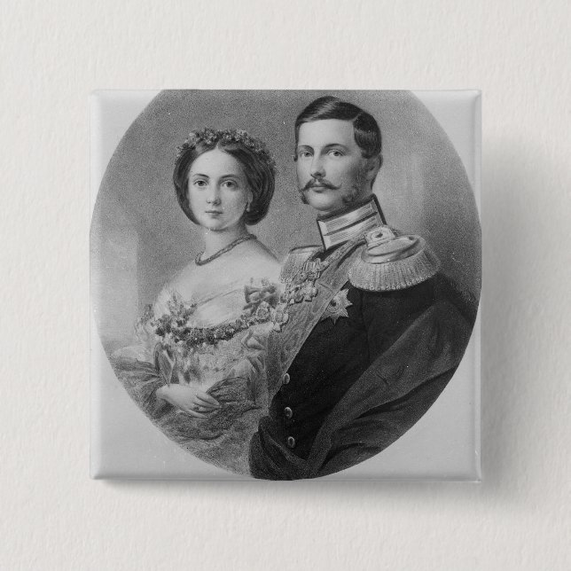 Wedding Portrait of Their Royal Highnesses 2 Inch Square Button (Front)