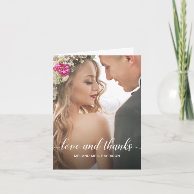 Wedding Portrait Personalized Photo Thank You Card (Front)