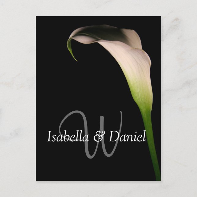Wedding Postcards Calla Lily W Monograms (Front)