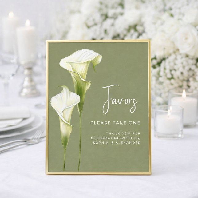 Wedding Poster Favors "Delicate calla lilies". (Creator Uploaded)