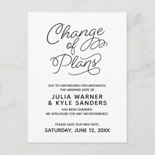 Wedding Postponed Change of Plans Postcard