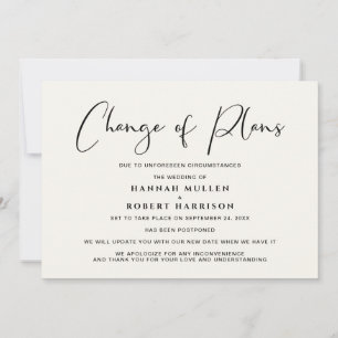 Wedding Postponement Change of Plans Cream Announcement