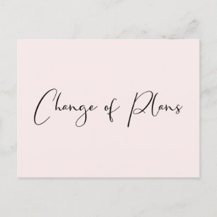 Wedding Postponement Change of Plans Light Pink Announcement Postcard