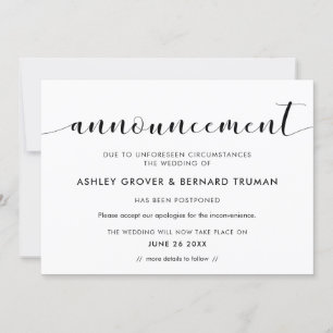 Wedding postponement New Date announcement card