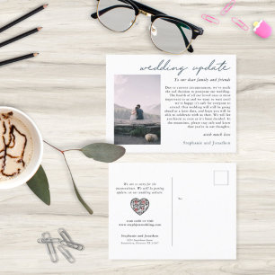 Wedding Postponement Photo Update QR Code Script Announcement Postcard