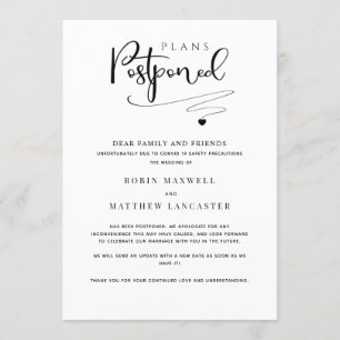 Wedding Postponement, Simple Modern Announcement