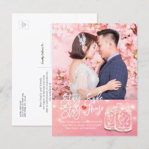 Wedding Postponement Stay Home and Stay Safe Photo Announcement Postcard