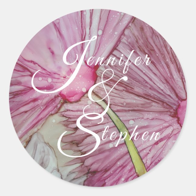 Wedding Pretty Flowers Classic Round Sticker (Front)