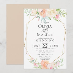 WEDDING Pretty Watercolor Spring Blossoms Invitation