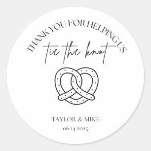 Wedding Pretzel Favor Bags Personalized Classic Round Sticker