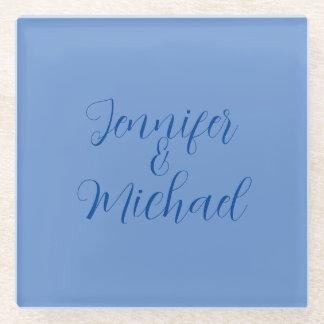 Wedding Professional Classical Blue Calligraphy Glass Coaster