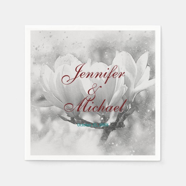 Wedding Professional Classical Floral Calligraphy Napkin (Front)