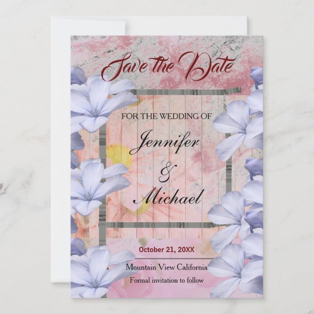 Wedding Professional Classical Floral Gold Rose Save The Date (Front)