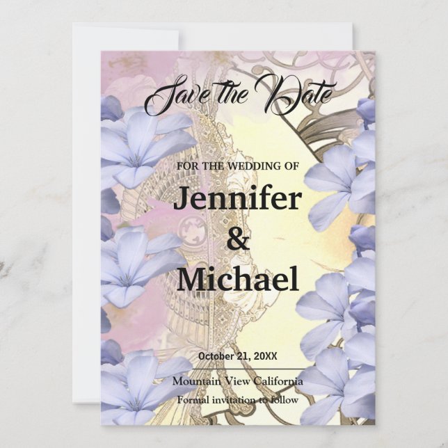 Wedding Professional Classical Floral Save The Date (Front)