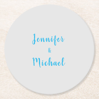 Wedding Professional Classical Sky Blue Grey Round Paper Coaster