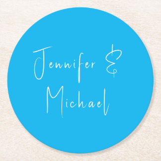 Wedding Professional Classical Sky Blue Round Paper Coaster