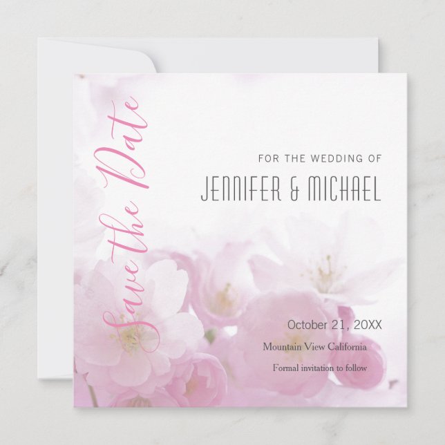 Wedding Professional Minimalist Floral Modern Save The Date (Front)