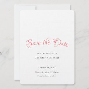Wedding Professional Minimalist Plain Modern Linen Save The Date