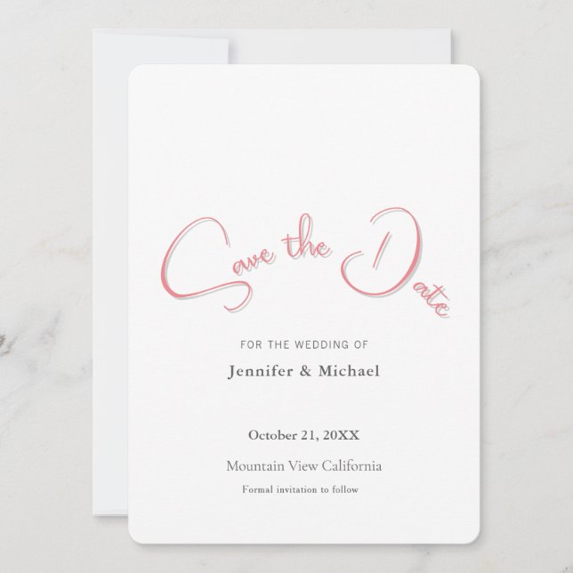 Wedding Professional Minimalist Plain Modern Save The Date (Front)