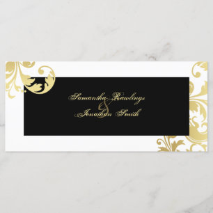 Wedding Program - Black White Gold Shimmer Floral