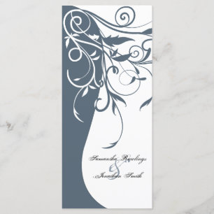 Wedding Program - Blue White Contrasting Floral