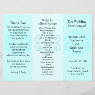 Wedding Program Brochure Blue Curl