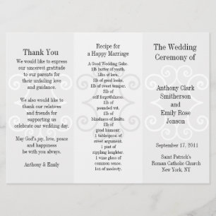 Wedding Program Brochure Grey Curl