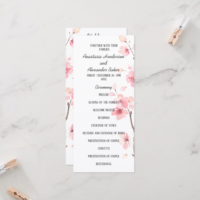 Wedding Program card. (Front/Back In Situ)