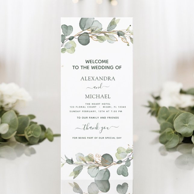 Wedding Program Card Eucalyptus Greenery Succulent (Creator Uploaded)