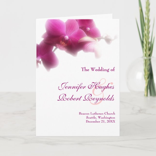 Wedding Program Card - Pink Orchid collection (Front)