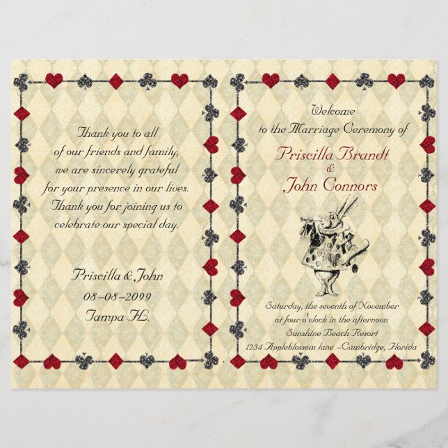 Wedding Program Ceremony,Alice in Wonderland (Front)