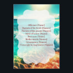 Wedding Program Ceremony Beach Template<br><div class="desc">This elegant wedding program features a stunning sunlit ocean backdrop with crashing waves,  perfect for a coastal or destination ceremony,  providing a clean,  readable layout for listing your bridal party,  parents,  and officiant names. There are matching envelopes in this collection.</div>