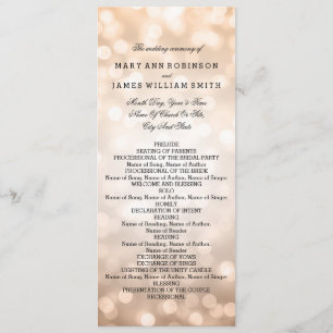 Wedding Program Copper Glitter Lights