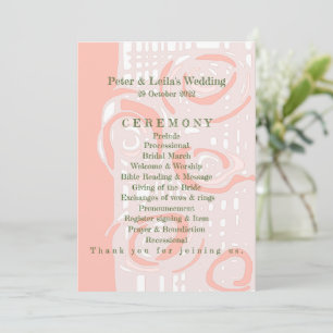 Wedding Program Culture Mosaic Floral Coral