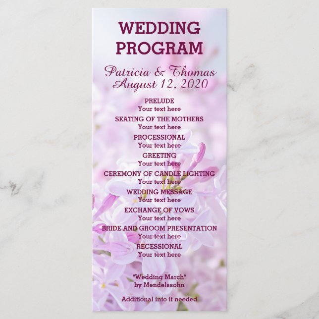 Wedding Program customizable (Front)