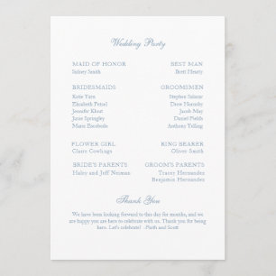Wedding Program Dusty Blue Monogram Wreath