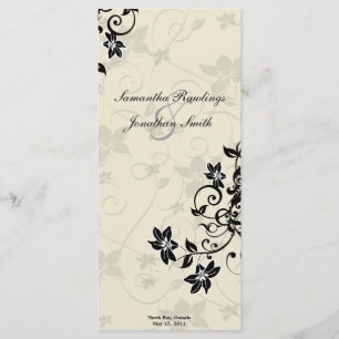 Wedding Program - Elegant Black & Ivory Floral