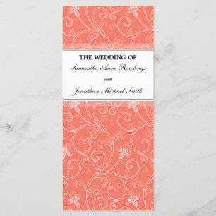 Wedding Program - Elegant Coral Orange Victorian