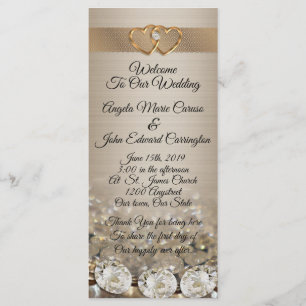 Wedding Program elegant diamonds on satin