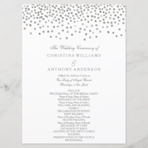 Wedding Program Elegant Silver Confetti