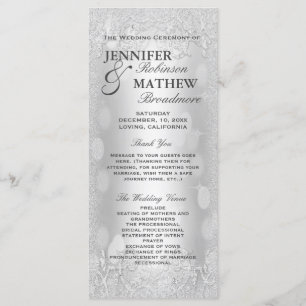 Wedding Program Elegant Silver Faux Glitter