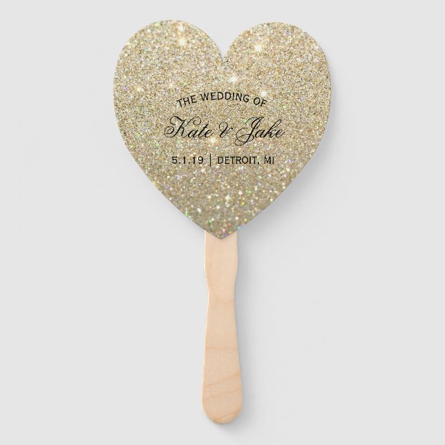 Wedding Program Fan - Gold Glitter Fab (Front)